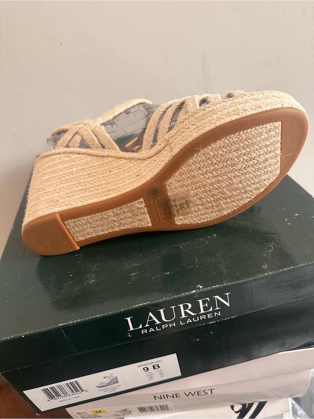 Lauren Ralph Lauren Natural Beige Braided Espadrille Wedge Sandals - Picture 5 of 5